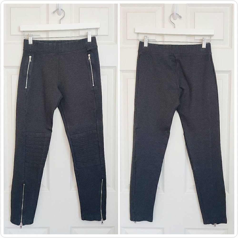 GAP Moto Ponte Charcoal Heather Pants sz S
